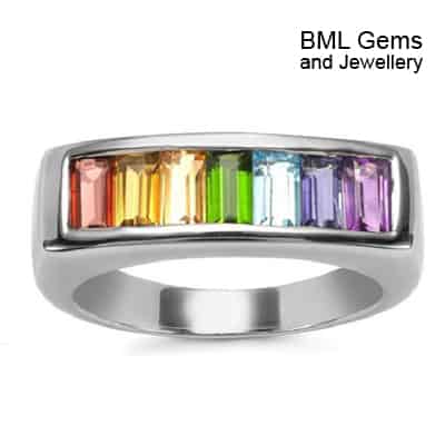 Multi Colour Gemstone 925 Sterling Silver Ring - Sitapura Association
